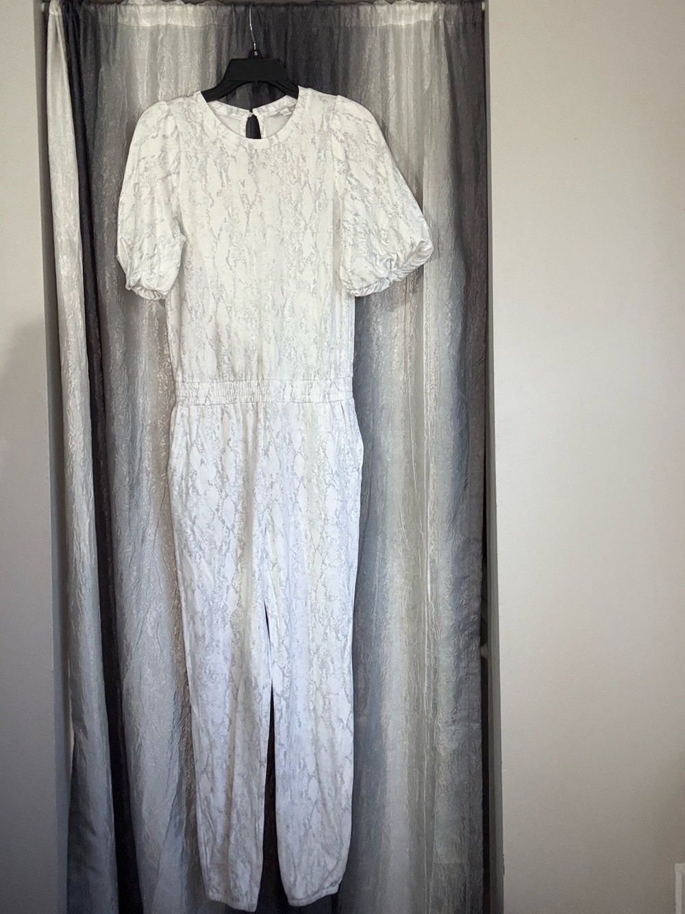 Daily Ritual White Light Heathered Short Sleeve Jumpsuit